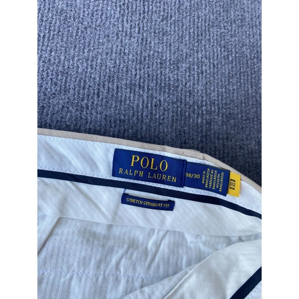 Polo Ralph Lauren mens chinos pants stretch straight fit khaki 40x30 tan t 38x30